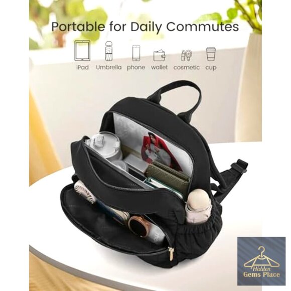 Mini Puffer Backpack with Anti-Theft Pocket, Lightweight Quilted Daypack for main image 5